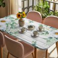 thumbnail image 3 of Eucalyptus Leaves Table Cloths for 5 Foot Rectangle Tables, Daisy Spring Floral Botanical Wooden Patio Waterproof Elastic Fitted Tablecloths, Washable Rectangular Table Cover for Camping, 3 of 8