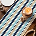 thumbnail image 3 of Khaki Striped Table Runner 36 Inches, Navy Blue Farmhouse Stripes Modern Abstract Art Bed Runner Dresser Scarves Tabletop for Indoor Outdoor Parties/Ceremony/Banquet, 13"x 36", 3 of 8