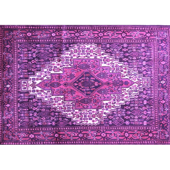 Ahgly Company Indoor Rectangle Medallion Purple Traditional Area Rugs, 7' x 9'