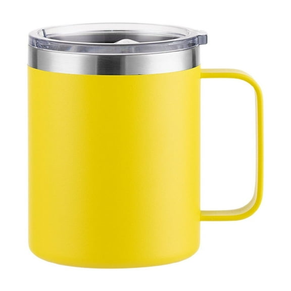 Coffee Mug with Handle,14oz Insulated Stainless Steel Coffee Travel Mug,Double Wall Vacuum Reusable Coffee Cup with Lid(Yellow)