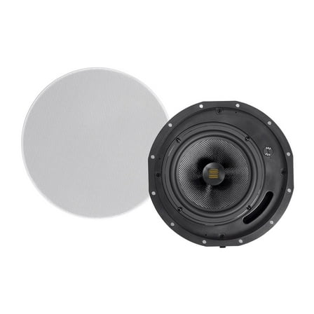 Monoprice Amber 2-Way Carbon Fiber Ceiling Speakers - 8 Inch With Magnetic Grille And Ribbon Tweeter (Pair)
