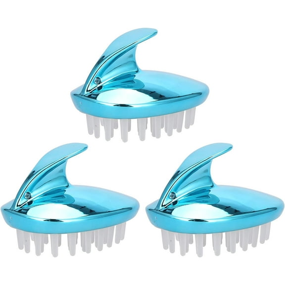 3Pcs Shampoo Brush Scalp Brush Head Care Scrubber Brush WetDry Use Shower Scalp Massager AntiSlip Hair Washing Comb Scalp Massager Brush Scalp Care for Remove Dandruff (Blue)