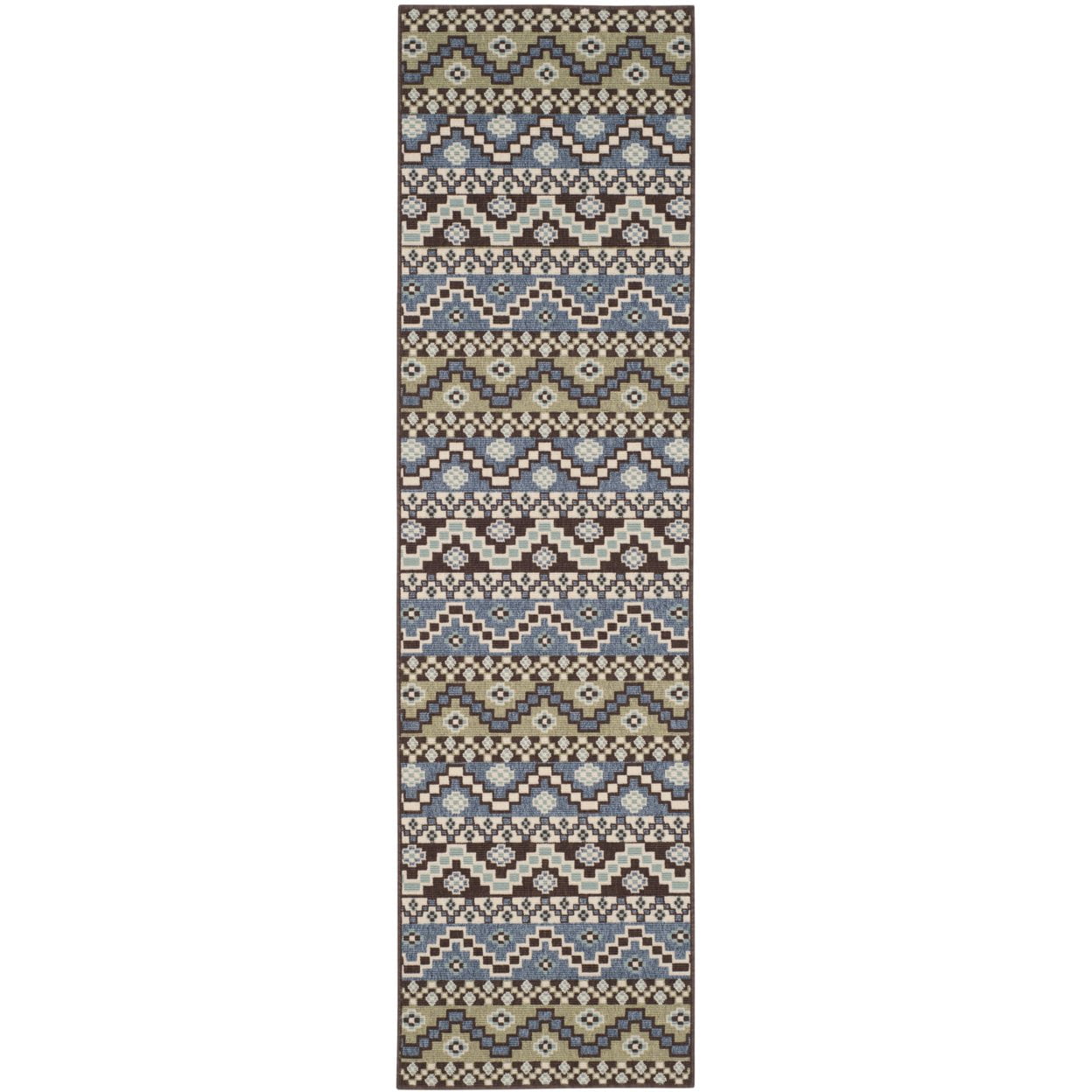 SAFAVIEH Veranda Luwig Southwestern Indoor/Outdoor Area Rug, 5'3" x 7'7", Blue/Cream