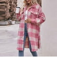 thumbnail image 5 of Herrnalise Womens Flannel Shacket Jacket Casual Plaid Wool Blend Button Down Long Sleeve Shirt Fall Clothes Outfits 2024 Red,XXL, 5 of 8