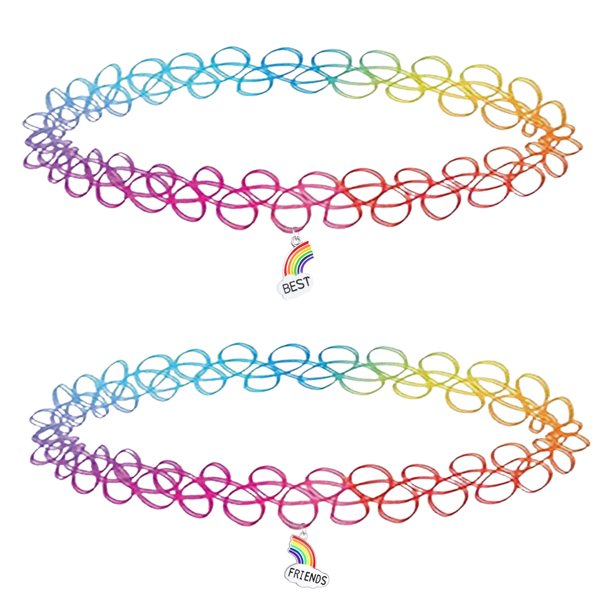 BodyJ4You 2PC Choker Necklace Best Friends Rainbow LGBTQ+ Pride Pendant Henna Tattoo Stretch 90s Jewelry Women Kids - Walmart.com