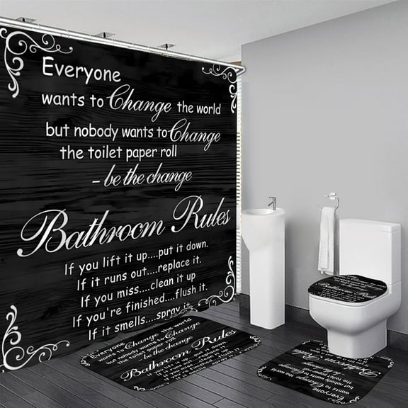 Black Spellbook Shower Curtain Set Home Bathroom Set with Shower Curtain and Rugs and Accessories Bathroom Decor Curtain with 12 Hooks