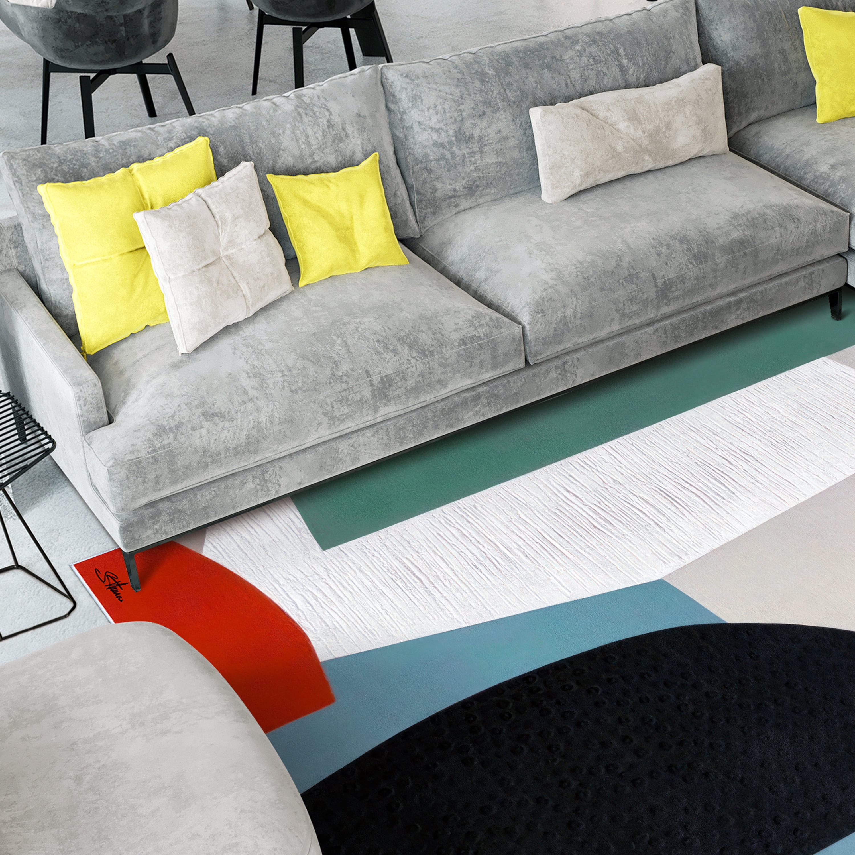 A Matter of Form I Washable Abstract Art Area Rug size 5'x8', Power-loomed, Heavenly Softness with Non-Slipping Backing