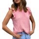 thumbnail image 4 of Top sin mangas con volantes en el cuello, diseño de volantes, Color puro, ajuste holgado, blusa informal para mujer para viajes diarios y citas, 4 of 5