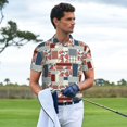thumbnail image 2 of Kdxio Patchwork In Country Style Print Men's Short Sleeve Polo Shirt,Midweight Men's Shirt, 2 of 6