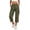 Army Green, variant on Women's Cargo Capri Pants, Elastic Waist Side Split Fall Stretchy Casual Cropped Work Trousers Light Blue Size XL