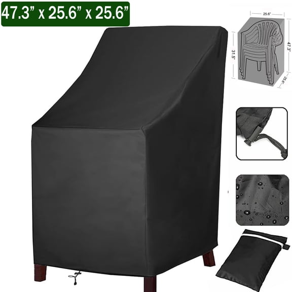 Patio Chair Covers,Outdoor Chair Cover,Waterproof Patio Furniture Covers for Outdoor Furniture Covers,Lounge Deep Outdoor Seat Cover,UV Protected, 25" L x 25" W x 47"H,Black