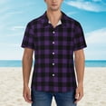 thumbnail image 4 of Haiem Purple Black Plaid Printed Hawaiian Shirt for Men - Men’s Casual Beach Summer Shirts - Stretch Fabric with Modern Fit-Medium, 4 of 9