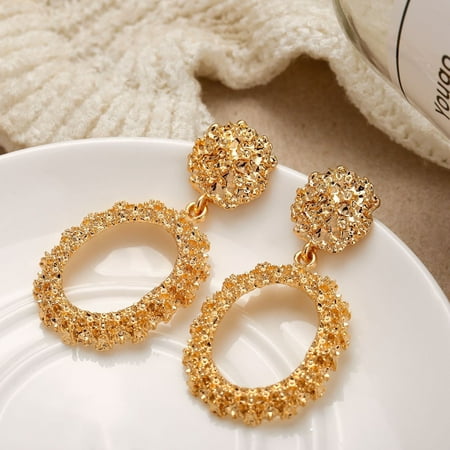 Iuhan Elegant Charm Boho Statement Big Geometric Drop Dangle Stud Earrings