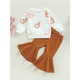 thumbnail image 2 of WIFORNT Easter Toddler Girls Clothes Set Rabbit Print Long Sleeve Crew Neck Sweatshirts and Solid Color Flare Pants 2Pcs Suit, 2 of 8