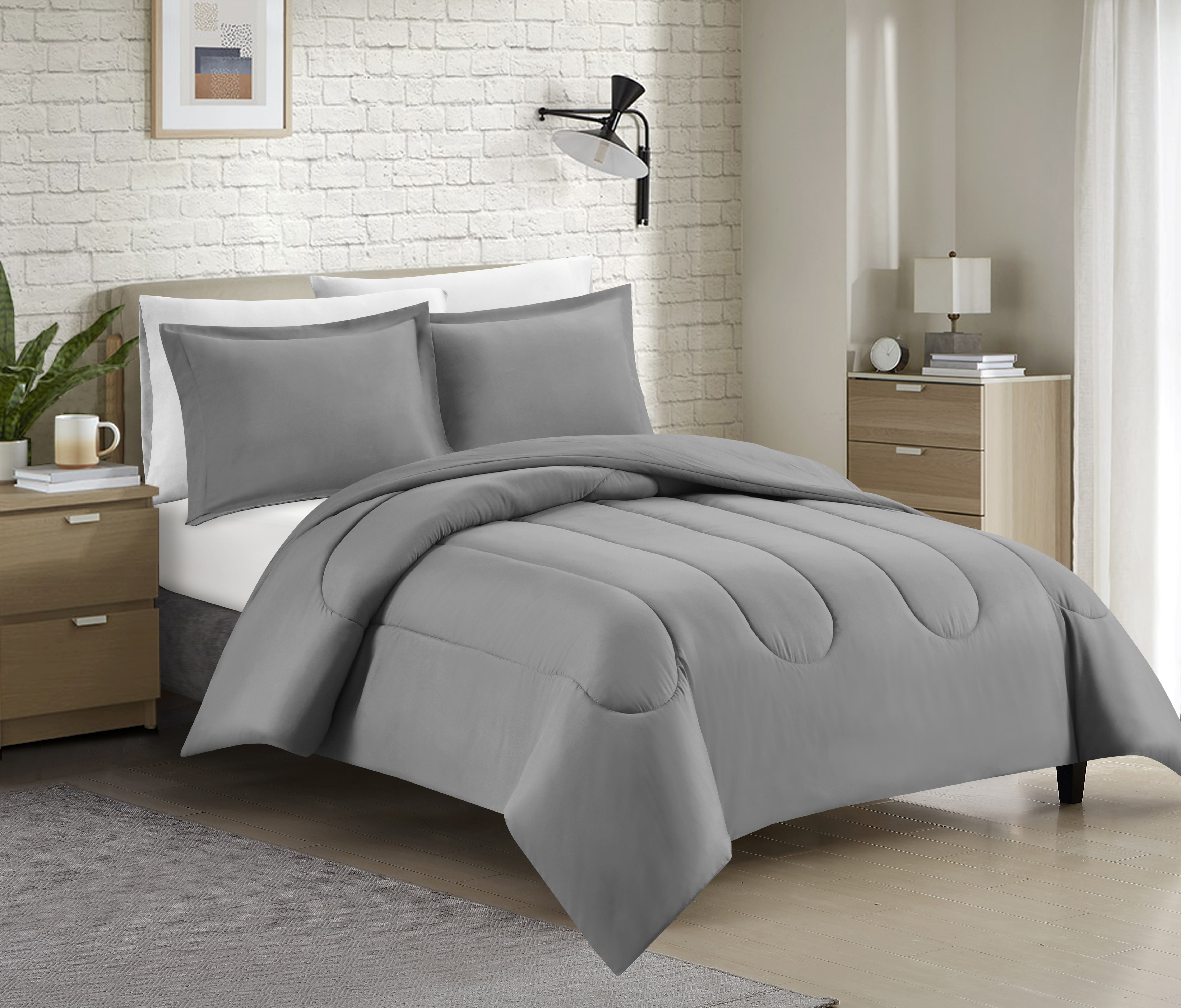 Swift Home Luxury 6 Piece Bed in a Bag, Comforter Set, All Season Complete Bedding Set, Twin/ Twin XL, Light Gray