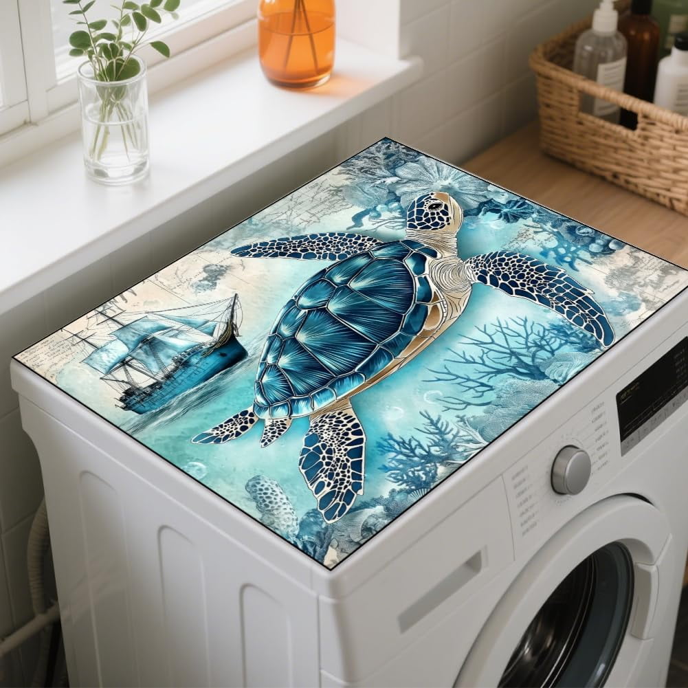 Mountain Tree Washing Machine Dust Cover Top Mat 23.6"x19.7" Pine Trees Washer Dryer Dust Cover Mat Green Hills Washing Machine