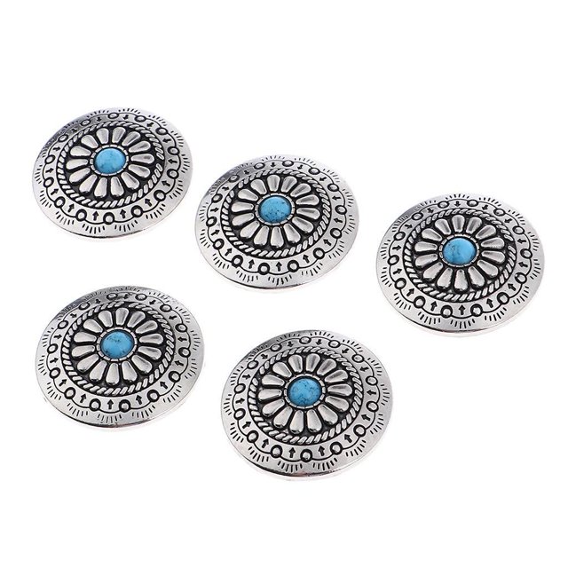 5 Pieces Vintage Buttons Screw Back Flower Round oin Button Rivets