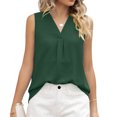 thumbnail image 1 of Top sin mangas para mujer, cuello en V, Color puro, estilo suelto, camiseta sin mangas de verano a la moda transpirable, 1 of 7