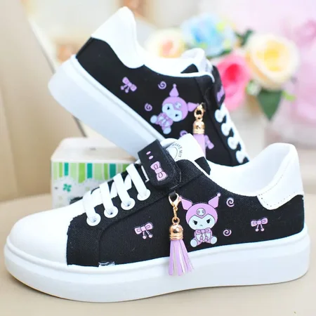 

Sanrio Kuromi Kids Breathable Canvas Shoes Cartoon Student Low Top Sports Shoes Anime Wear-Resistant Sneakers Kawaii Girl Gift