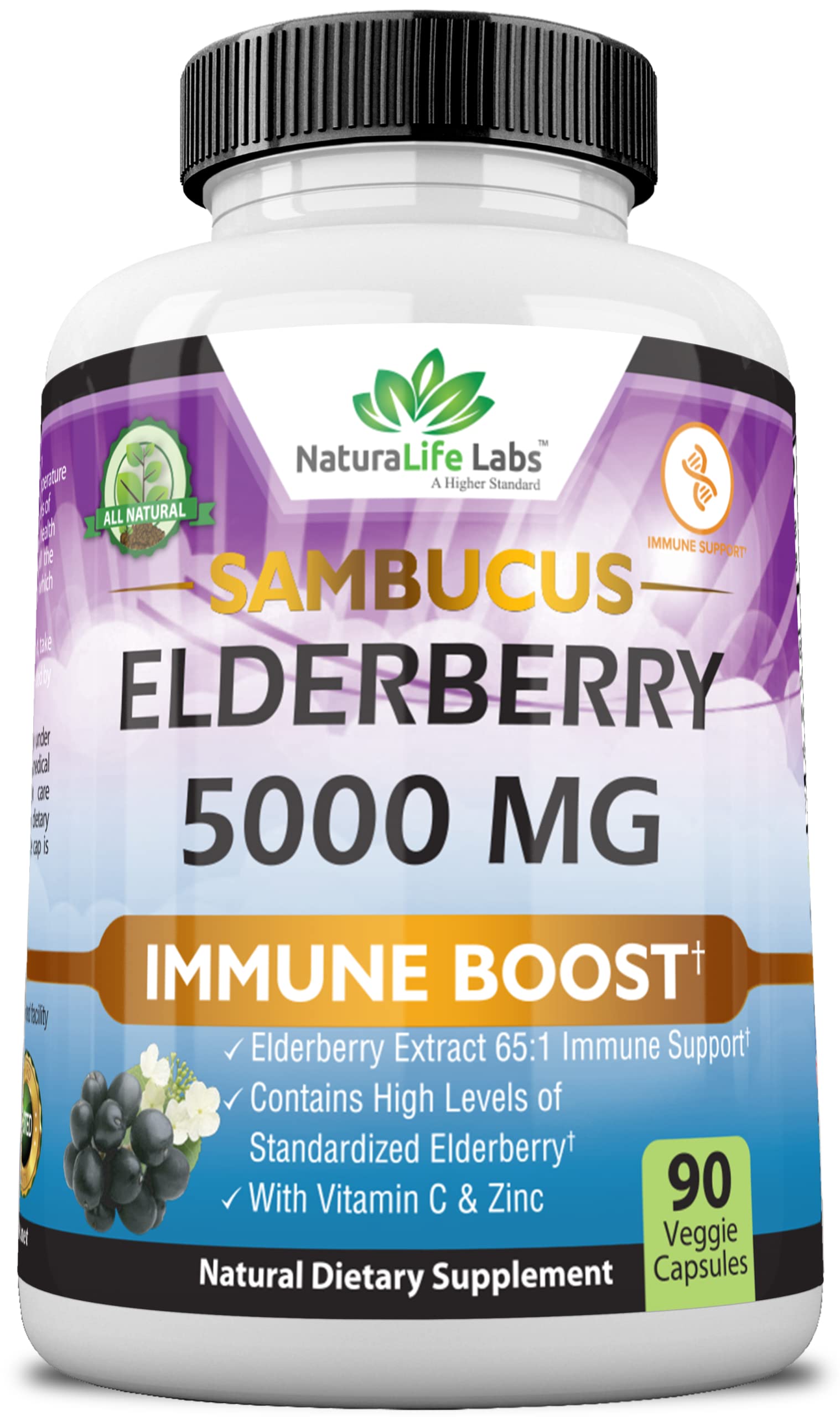 Sambucus Elderberry 5,000 mg Super Concentrated 651 with Vitamin C
