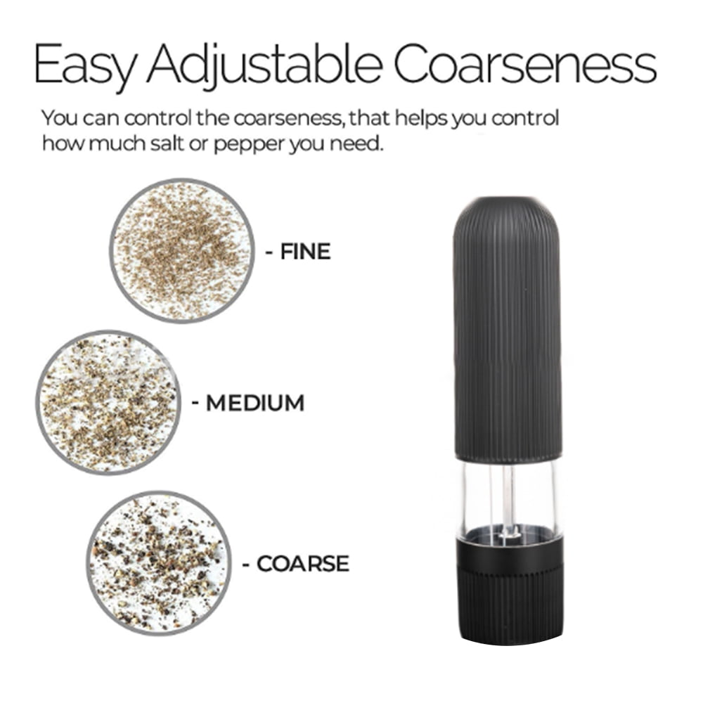 Qingrun Electric Salt or Pepper Grinder is Provided With Button Control for  Pepper Grinder,Battery-Powered Pepper Mill,One-Hand Operation and White