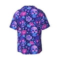 thumbnail image 4 of Balery blue Skull purple flower1 Men's Casual Button Down Shirt Short Sleeve Textured Summer Cuban Beach Shirts-4X-Large, 4 of 7