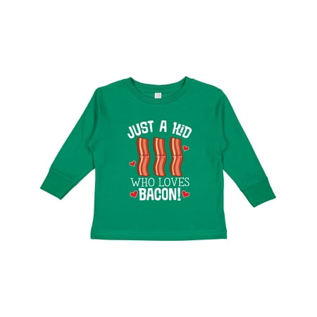 

Inktastic Just a Kid Who Loves Bacon Gift Toddler Boy or Toddler Girl Long Sleeve T-Shirt