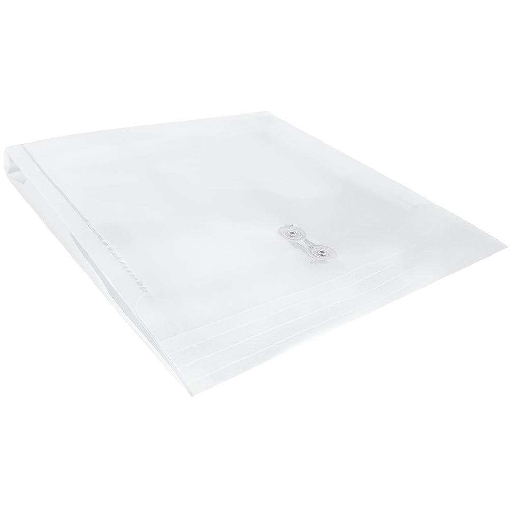 JAM Paper Plastic Envelopes, 13" x 13", Clear, Button String, 12 Per Pack