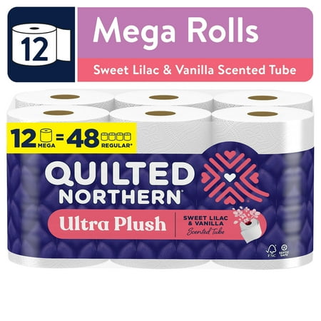 Quilted Northern Ultra Plush 3-Ply Toilet Paper, Sweet Lilac & Vanilla Scented Tube, 12 Mega Rolls