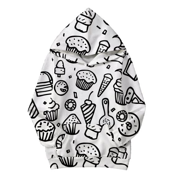 Kids Girls DIY Graf Fiti Long Sleeve Hooded Sweatshirt