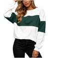 thumbnail image 5 of Color Block Sweatshirt for Women Fashionable Loose Round Neck Long Sleeved Pullover Tops for Causal & Work Wear, 5 of 7