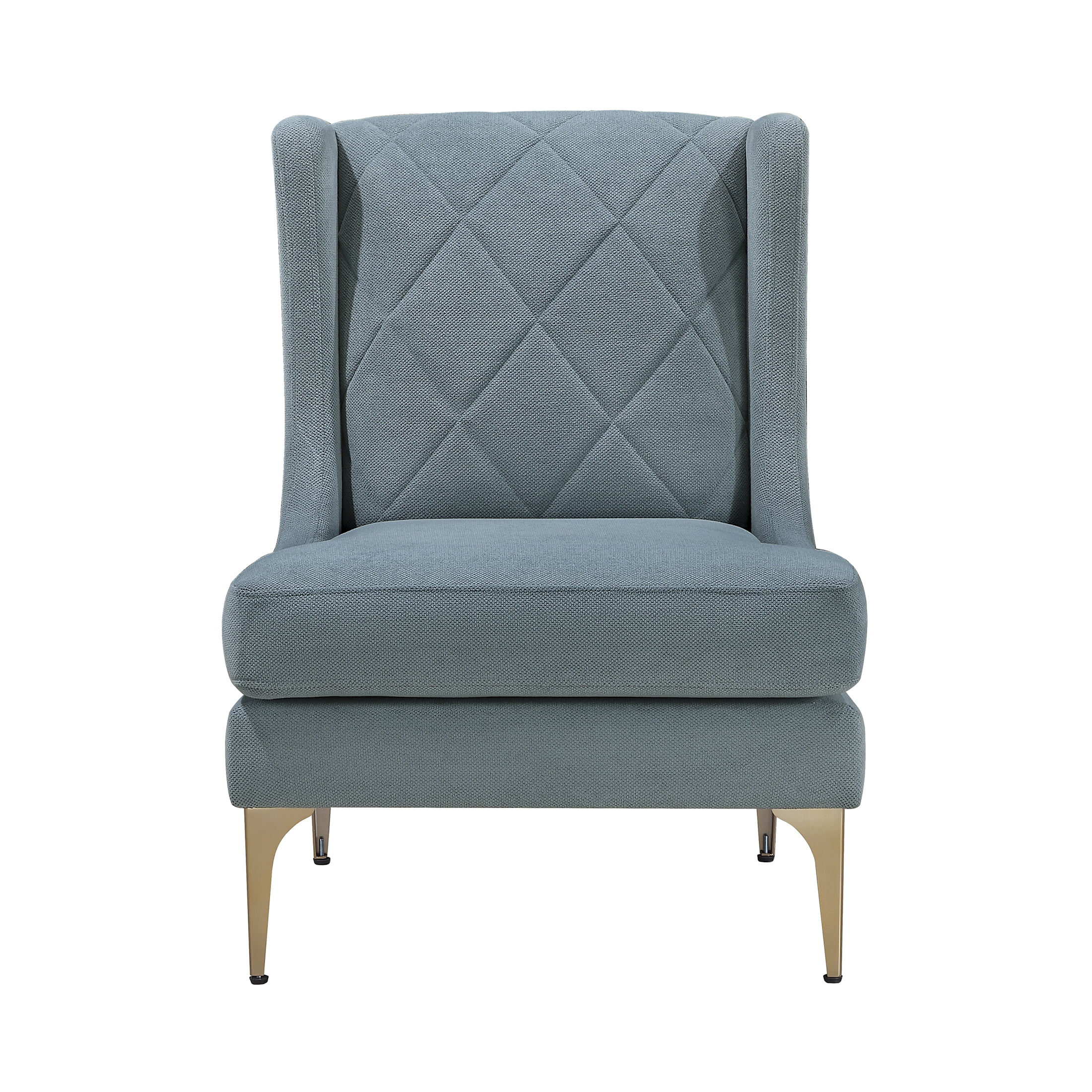 OakvillePark Emberhollow Chenille Wingback Accent Chair with Metal Legs, Blue