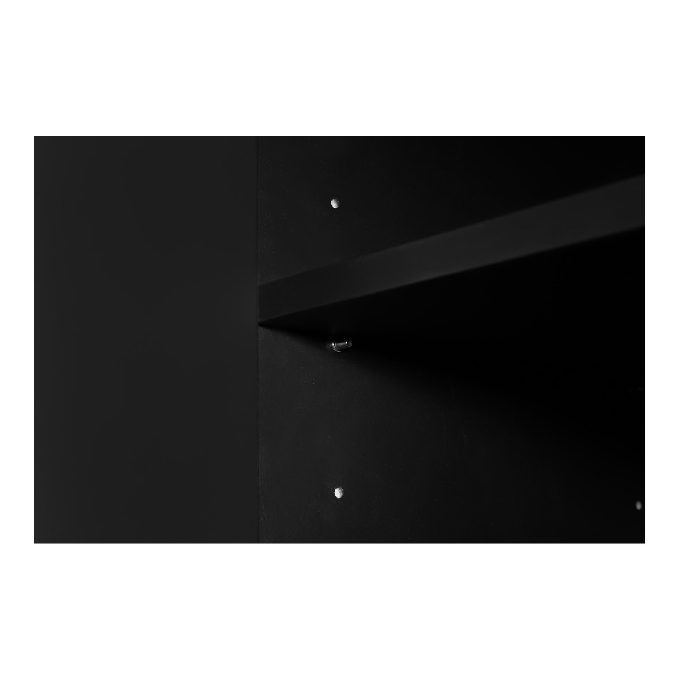 Noble House Ospera Modern 4-Door Storage Cabinet with Adjustable Shelves, Rubberwood, Black
