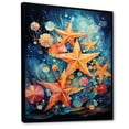 thumbnail image 2 of Designart "Starfish Collage in Blue and Orange" Animals Framed Wall Art - Modern Yellow Starfish Entryway Framed Wall Art, 2 of 6