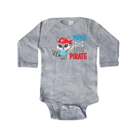 

Inktastic Papa s Little Pirate Cute Raccoon with Sword Gift Baby Boy or Baby Girl Long Sleeve Bodysuit