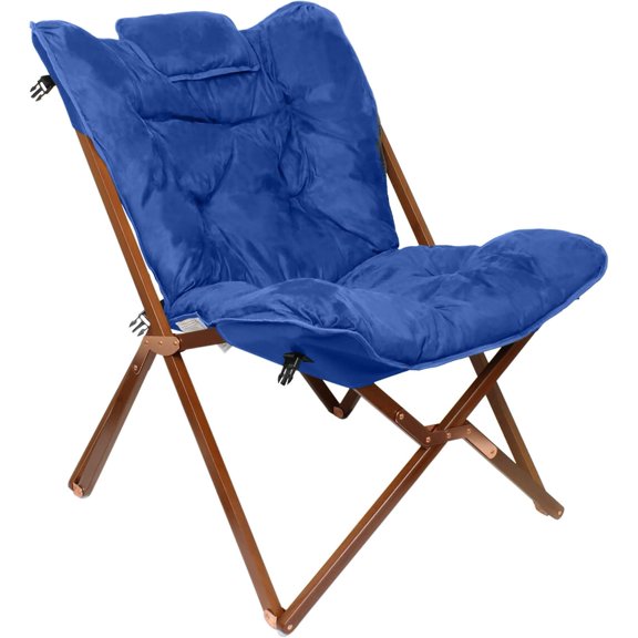 HLL Indoor Portable Wood Butterfly Folding Accent Chair, Perfect for Reading, Studying, Gaming, Suitable for Dorm Rooms, Bedrooms, and Living Rooms, Blue (Pack of 1)