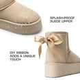 thumbnail image 5 of DREAM PAIRS Genuine Suede Classic Platform Boots for Women Water Resistant FuzzyClassic Ankle Winter Snow Low Boots with DIY Bows Faux Fur Lining Memory Foam Anti-Slip, 5 of 6