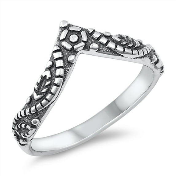 Ornate Oxidized Nature Ring .925 Sterling Silver Band Jewelry Female Male Unisex Size 4