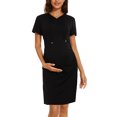 thumbnail image 2 of Women's Maternity Hoodie Dress Short Sleeve Split Ruched Pregnancy Clothes, 2 of 5