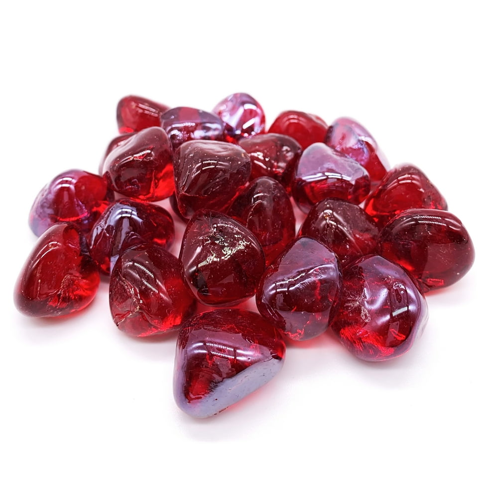 Reflective Diamond Fire Glass 1" Professional Grade Fire Glass Red