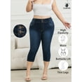 thumbnail image 3 of Women'S Plus Size Short Jeans Dark Blue Tight Jeans, Slim Fit Jeans For Women, Suitable For Dating, Daily Life, And Work, 3 of 8