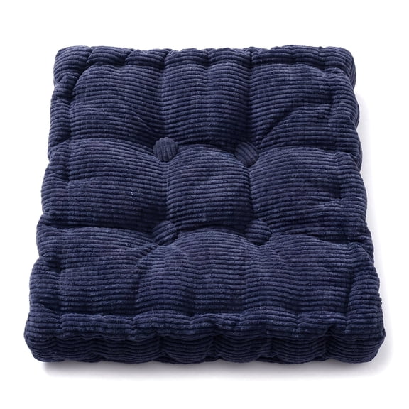 Navy Blue Corduroy Floor Cushion 16x16, Tufted Square Seat Pad, Soft Meditation Pillow for Adults & Kids, Chair, Sofa, Bay Window