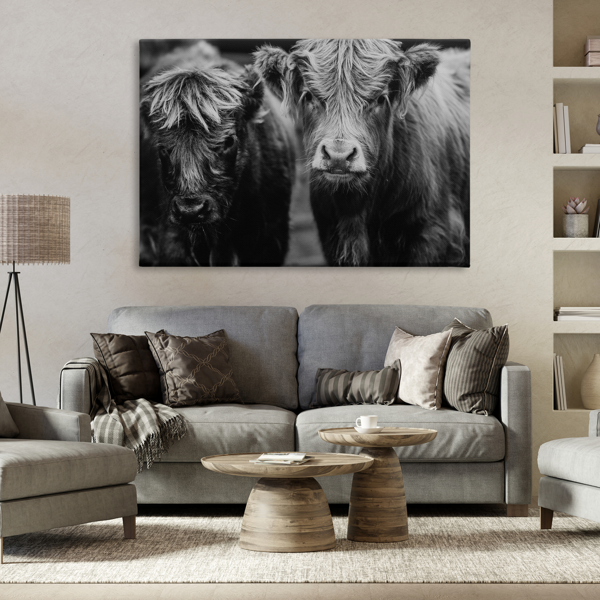 Cow Faces on Farm Canvas Wall Art, design by Amy Carroll