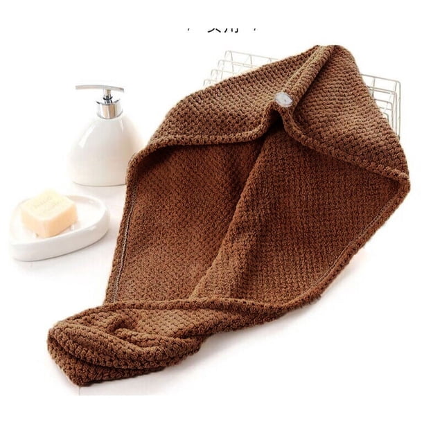Gorro de ducha grueso de vellón de coral para mujer, gorro envolvente para el cabello, gorro absorbente de agua para cabello seco