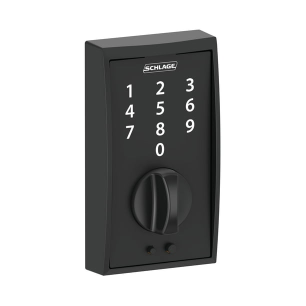 SCHLAGE BE375 CEN 622 Cerradura electrónica con pantalla táctil sin llave, negro mate