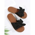 thumbnail image 6 of Vacation Black Sandals For Women  Bow Detail Flat Slide Sandals, 6 of 7