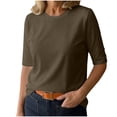 thumbnail image 2 of VBVC Women's Crewneck Half Sleeve T Shirt , Ladies' Lightweight Basic Tee , Stretchy Loose Fit Work Top For Women, S-2XL, 2 of 8