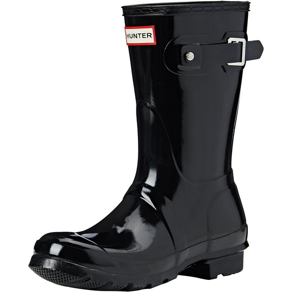 Hunter Women's Original Short Gloss Rain Boot, Black,11 M US