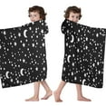 thumbnail image 4 of Black White Star Moon Pattern Hooded Bath Towel，60"x35" for Ages 3 To 12 Kids, Quick Dry Lightweight Soft Microfiber Hood Beach Towel Cover Up for Kids, 4 of 7