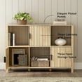 thumbnail image 2 of EYYTHUNG Fluted Storage Organizer Bookshelf Set of 2, Modern Cube Bookcase with 3 Open Shelf and 3 Cabinets with Doors, Light Oak, 2 of 6
